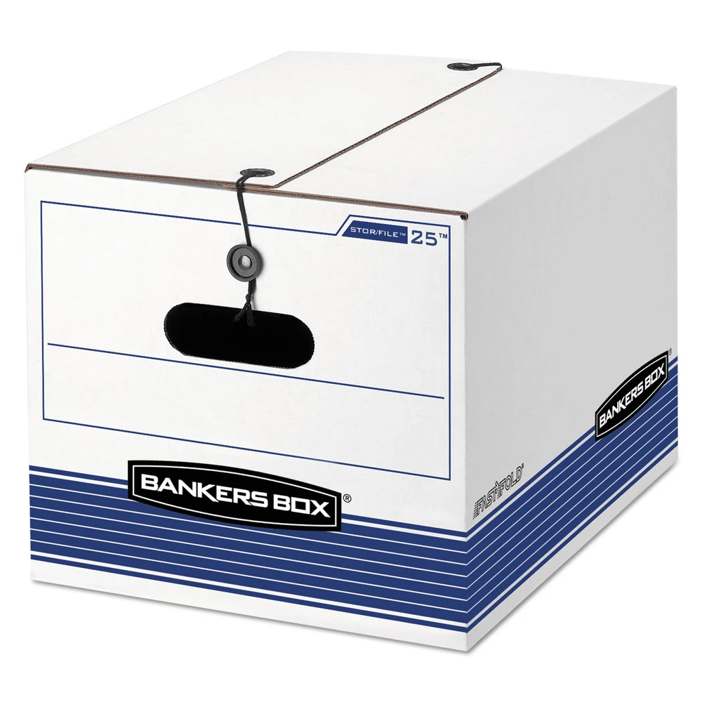 Bankers Box 0002501 12.25 In. X 16 In. X 11 In. Letter/Legal Files Medium-Duty Strength Storage Boxes - White,Blue (4/Carton)