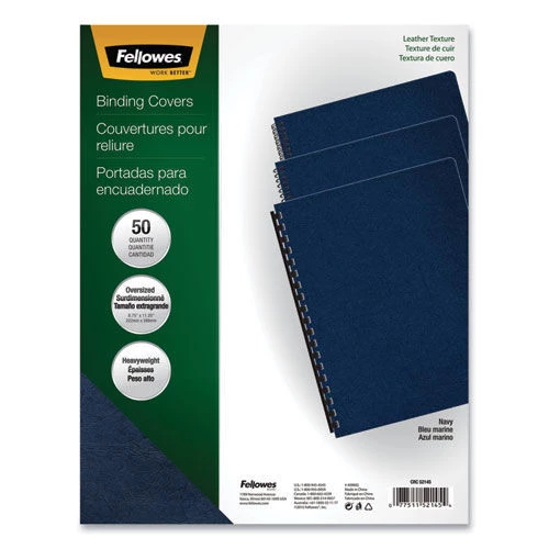 Fellowes Mfg Co. 52145 11 1/4 In. X 8 3/4 In. Executive Leather-Like Presentation Cover - Navy (50/PK)