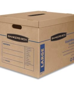 Bankers Box 7718201 SmoothMove Classic 21 In. X 17 In. X 17 In. Half Slotted Container Moving And Storage Boxes - Large, Brown Kraft/Blue (5/Carton)