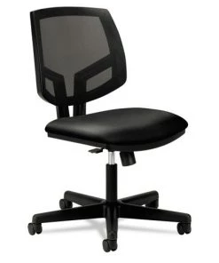 HON H5713.SB11.T Volt Series 250 Lbs. Capacity Mesh Back Synchro-Tilt Leather Task Chair - Black