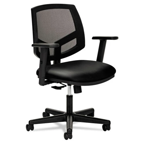 HON H5713.SB11.T Volt Series 250 Lbs. Capacity Mesh Back Synchro-Tilt Leather Task Chair - Black - Image 2