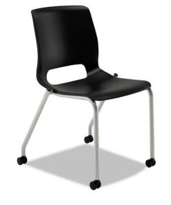 HON HMG1.N.A.ON.PLAT Motivate 300 Lbs. Capacity Armless Four-Leg Stacking Chair - Onyx/Black/Platinum (2-Piece/Carton)