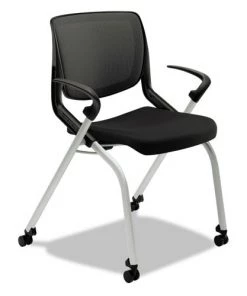 HON HMN2.F.A.IM.ON.CU10.PLAT Motivate 300 Lbs. Capacity Flex-Back Nesting/Staking Chair - Onyx/Black/Platinum
