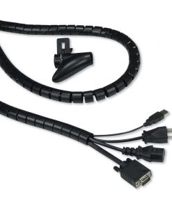 Innovera IVR39660 Cable Management Coiled Tube, 0.75-in Dia X 77.5-in Long, Black
