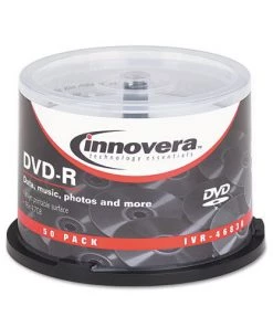 Innovera IVR46830 50/Pack Inkjet Printable 16X 4.7 GB DVD-R Recordable Discs - Matte White