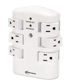 Innovera IVR71651 Wall Mount 6-Outlet 2160-Joule Surge Protector - White