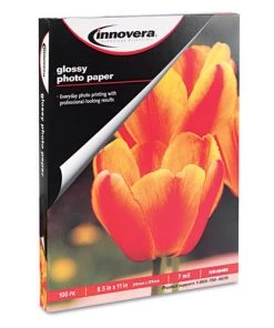 Innovera IVR99490 7 Mil 8.5 In. X 11 In. Photo Paper - Glossy White (100/Pack)
