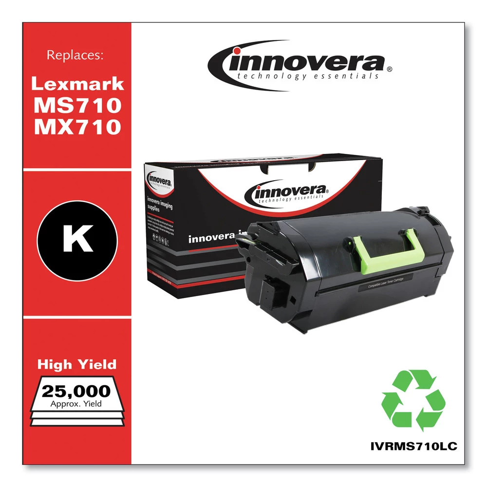 Factory Reconditioned Innovera IVRMS710LC Remanufactured 25000 Page High Yield Toner Cartridge For Lexmark MS710/MX710 - Black - Image 3