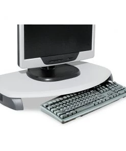 Kantek MS280 Crt/lcd Stand With Keyboard Storage, 23-in X 13.25-in X 3-in, Light Gray/dark Gray, Supports 80 Lbs