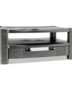 Kantek MS480 Two-Level Monitor Stand, 17-in X 13.25-in X 3.5-in To 7-in, Black, Supports 50 Lbs