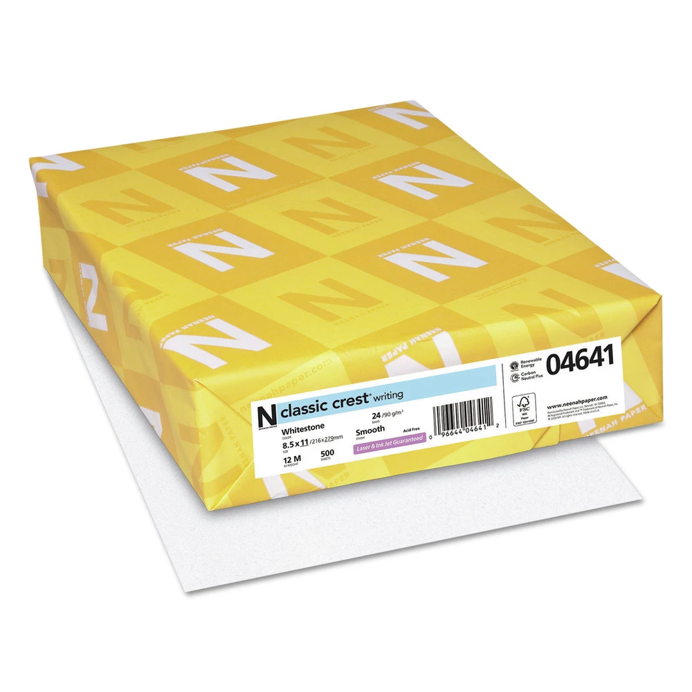 Neenah Paper 04641 Classic Crest 8.5 In. X 11 In. Stationery Paper - Whitestone (500 Sheets/Ream)