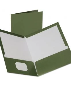 Oxford 5049560 100 Sheet Capacity 8.5 In. X 11 In. Two-Pocket Laminated Folder - Metallic Green (25/Box)