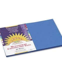 SunWorks 7507 58 Lbs. 12 In. X 18 In. Construction Paper - Bright Blue (50/Pack)