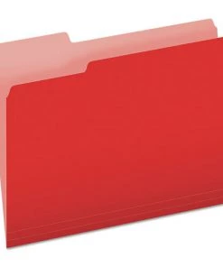 Pendaflex 152 1/3 RED Colored File Folders, 1/3-Cut Tabs, Letter Size, Red/light Red, 100/box