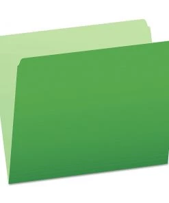 Pendaflex 152 BGR Straight Tab Letter Size Colored File Folders - Green/ Light Green (100/Box)