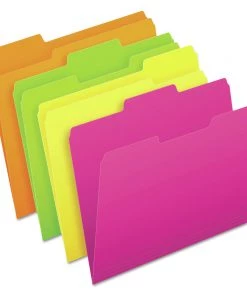 Pendaflex 40523 1/3 Cut Tab Letter Size Glow File Folders - Assorted Colors (24/Pack)