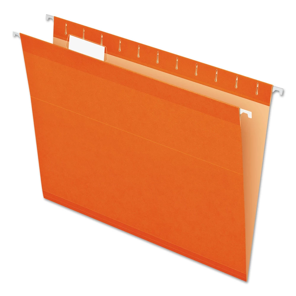 Pendaflex 04152 1/5 ORA Colored Reinforced Hanging Folders, Letter Size, 1/5-Cut Tab, Orange, 25/box