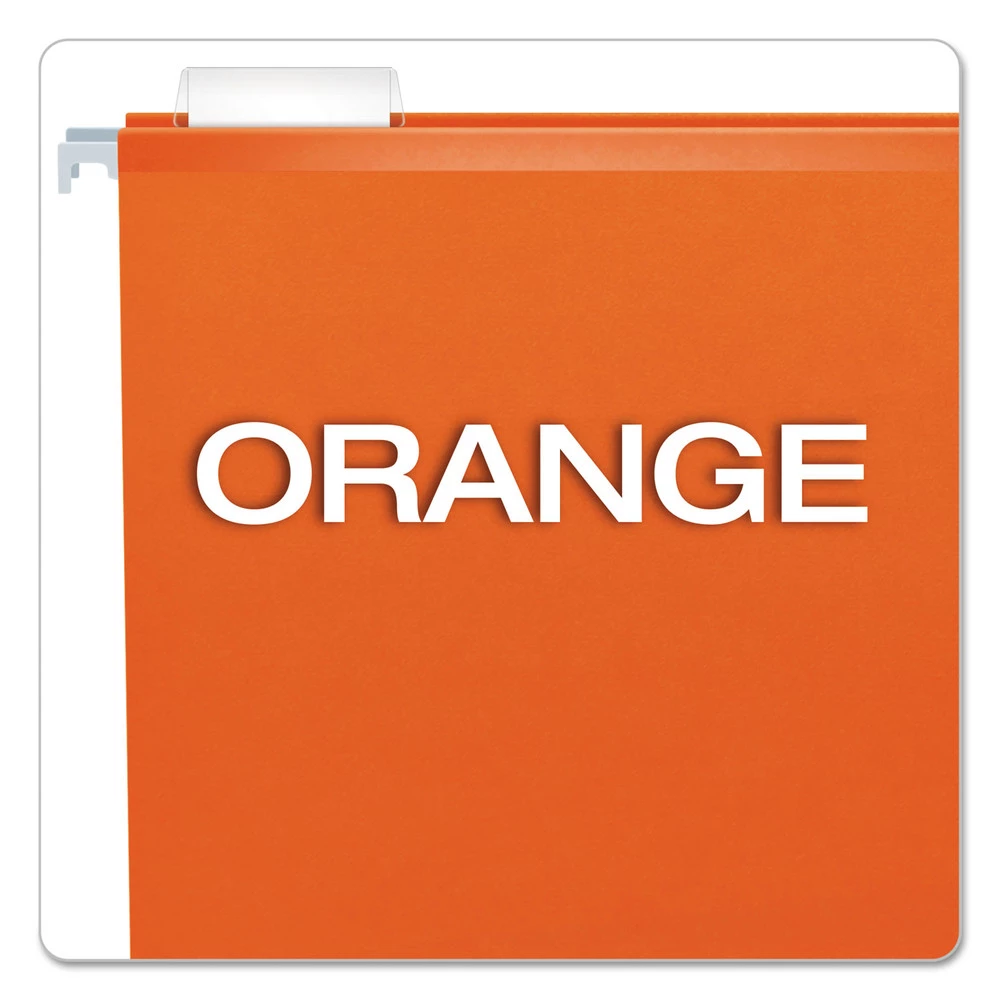 Pendaflex 04152 1/5 ORA Colored Reinforced Hanging Folders, Letter Size, 1/5-Cut Tab, Orange, 25/box - Image 3