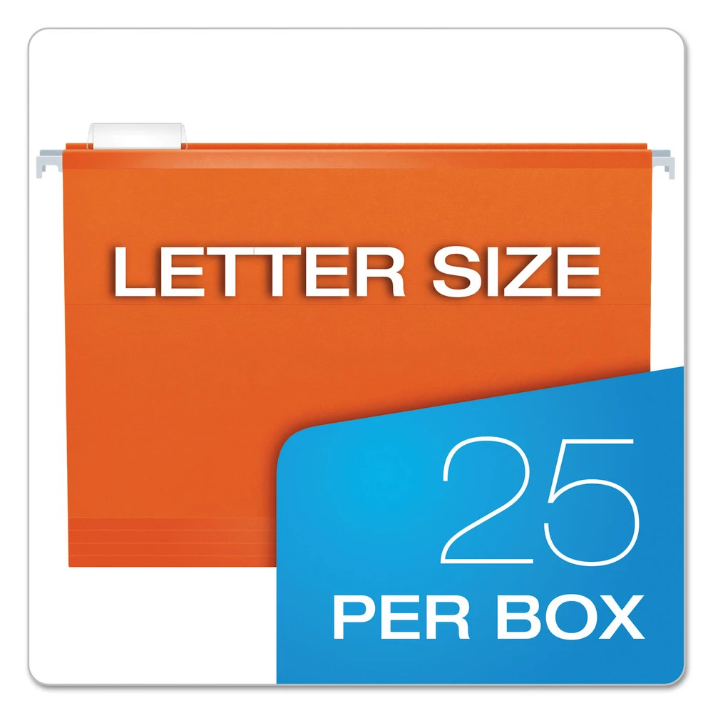 Pendaflex 04152 1/5 ORA Colored Reinforced Hanging Folders, Letter Size, 1/5-Cut Tab, Orange, 25/box - Image 5