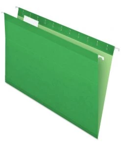 Pendaflex 04153 1/5 BGR 1/5-Cut Tab Colored Reinforced Hanging Folders - Legal, Green (25/Box)