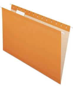 Pendaflex 04153 1/5 ORA Colored Reinforced Hanging Folders, Legal Size, 1/5-Cut Tab, Orange, 25/box