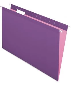Pendaflex 04153 1/5 VIO 1/5-Cut Tab Colored Reinforced Hanging Folders - Legal, Violet (25/Box)