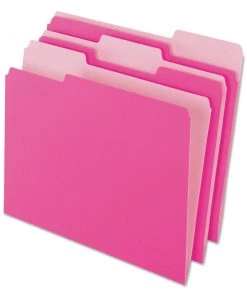 Pendaflex 4210 1/3 PIN 1/3 Cut Tab Letter Size Interior File Folders - Pink (100/Box)