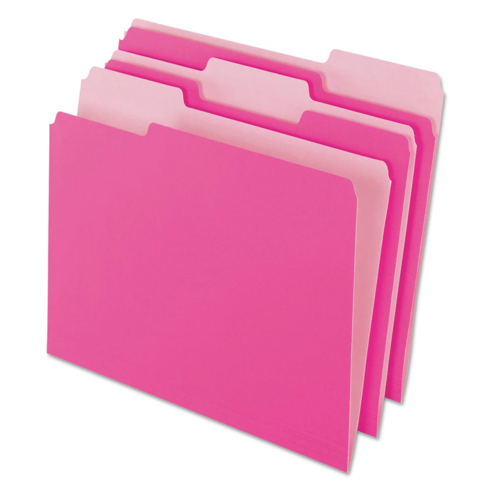 Pendaflex 4210 1/3 PIN 1/3 Cut Tab Letter Size Interior File Folders - Pink (100/Box)