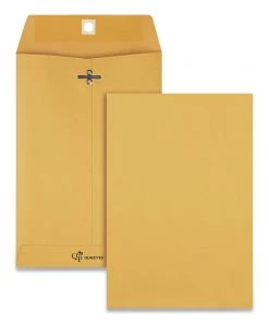 Quality Park QUA37763 Clasp Envelope, #1 3/4, Square Flap, Clasp/gummed Closure, 6.5 X 9.5, Brown Kraft, 100/box