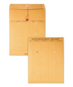 Quality Park QUA63561 10 In. X 13 In. Two-Sided Five-Column Format String And Button Interoffice Envelopes - Brown Kraft (100/Carton)