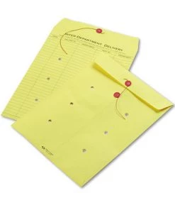 Quality Park QUA63576 Colored Paper String And Button Interoffice Envelope, #97, One-Sided Five-Column Format, 10 X 13, Yellow, 100/box
