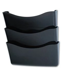 Rubbermaid 65974ROS Unbreakable 13.75 In. X 3.13 In. X 29.38 In. Three Pocket Wall File Set - Smoke (1 Set/Box)
