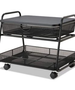 Safco 5208BL Onyx 100 Lbs. Capacity 21 In. X 16 In. X 17.5 In. 2 Shelf Under Desk Stand - Black