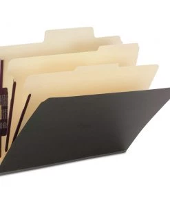 Smead 14011 SuperTab SafeSHIELD Coated Fastener Technology, 2 Dividers, Letter Size, Classification Folders - Dark Gray (10/Box)