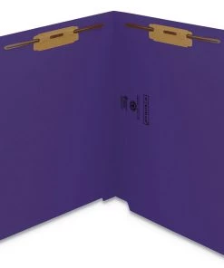 Smead 25440 Straight Tab Heavyweight Colored End Tab Folders With Two Fasteners - Letter, Purple (50/Box)
