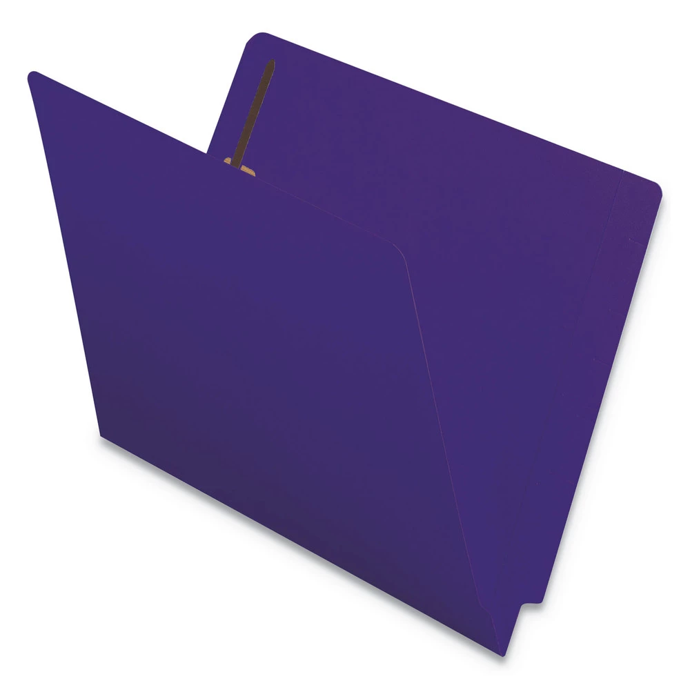 Smead 25440 Straight Tab Heavyweight Colored End Tab Folders With Two Fasteners - Letter, Purple (50/Box) - Image 2