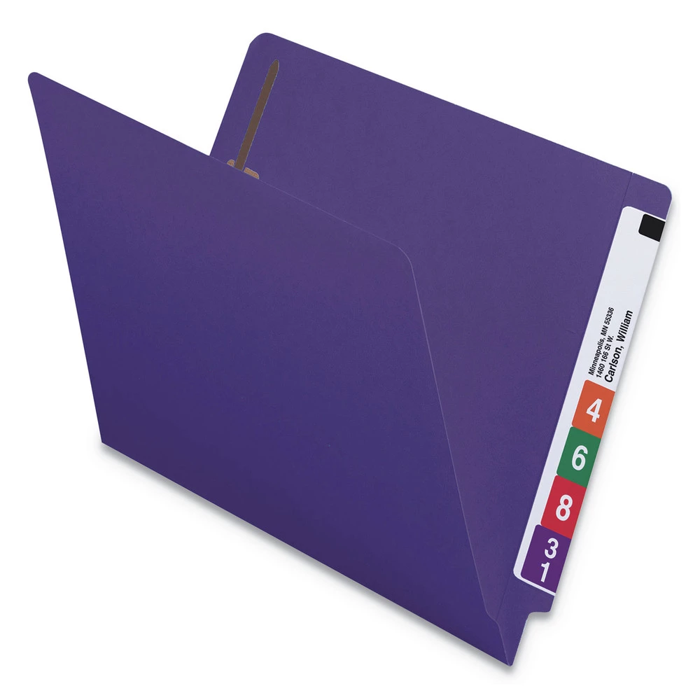 Smead 25440 Straight Tab Heavyweight Colored End Tab Folders With Two Fasteners - Letter, Purple (50/Box) - Image 3
