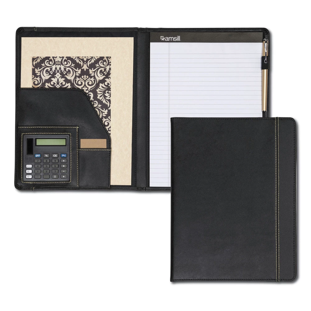 Samsill 71220 Slimline Padfolio Faux Leather Writing Pad - Black