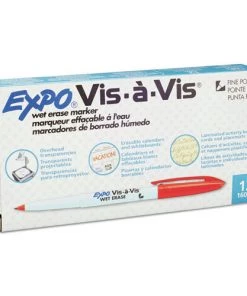 EXPO 16002 Vis-a-Vis Bullet Tip Red Ink Wet Erase Markers (1 Dozen)