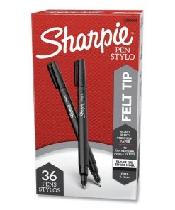 Sharpie 2083009 0.4 Mm Black Ink Felt Tip Pens (36/Pack)