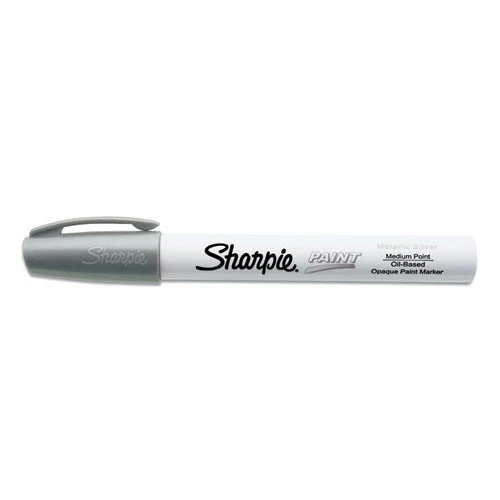 Sharpie 2107617 Medium Bullet Tip Permanent Paint Markers - Silver (1 Dozen)