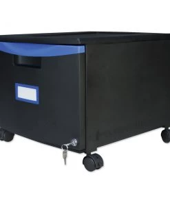Storex 61269U01C 14.75 In. X 18.25 In. X 12.75 In. Single-Drawer Mobile Filing Cabinet - Black/Blue