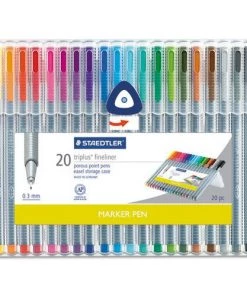 Staedtler 334 SB20A6 Triplus Fineliner 0.3 Mm Assorted Ink Colors Porous Point Pens (20/Pack)