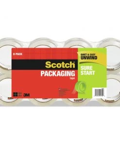 Scotch 3450-8 1.88 In. X 54.6 Yds. Sure Start 3 In. Core Packaging Tape - Clear (8/Pack)
