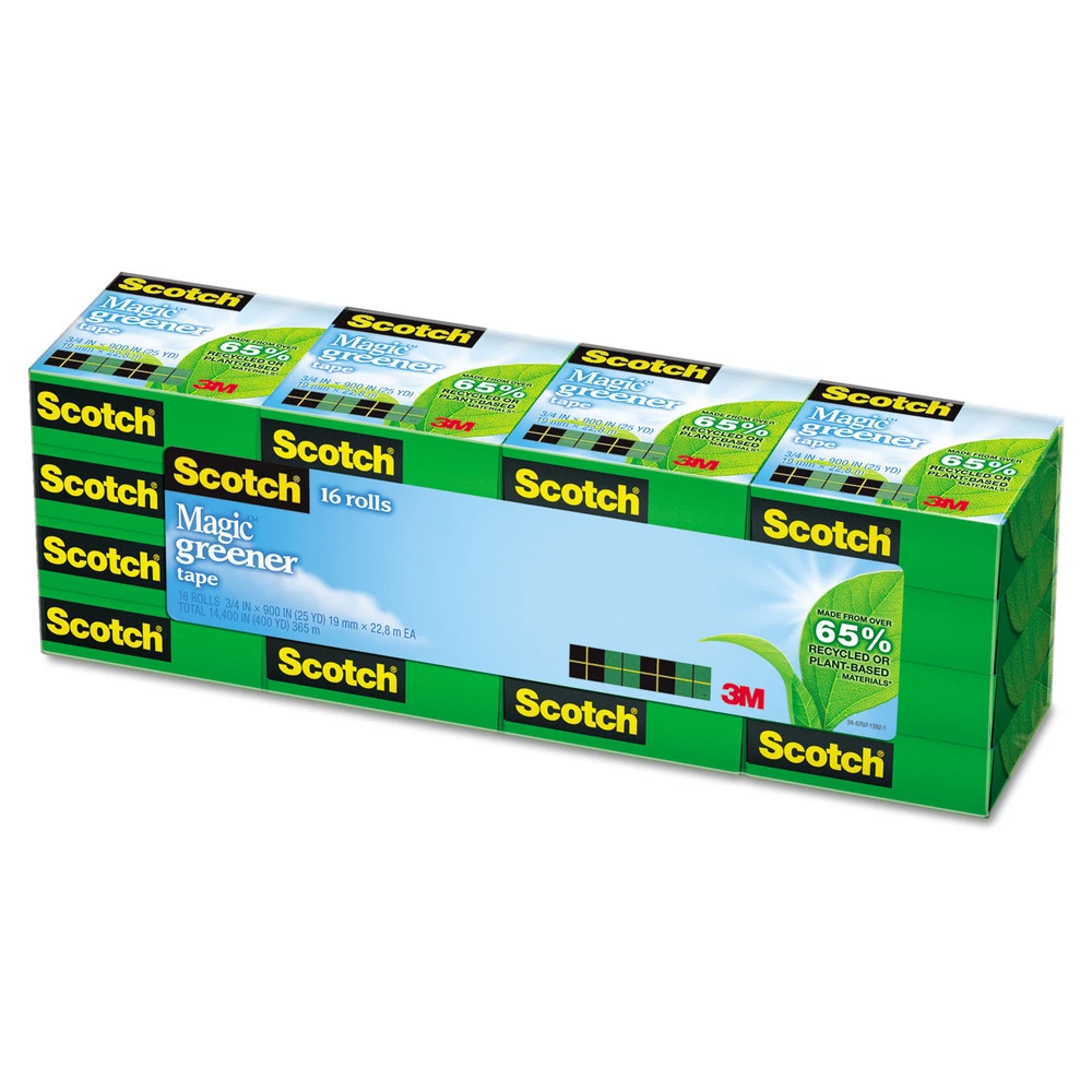 Scotch 812-16P 1 In. Core 0.75 In. X 75 Ft. Magic Greener Tape - Clear (16-Piece/Pack)