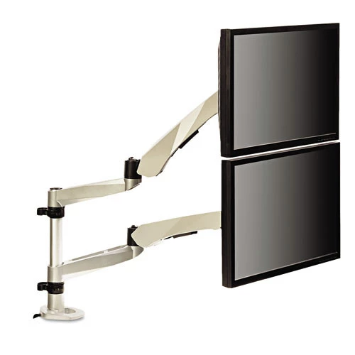 3M MA265S 360 Deg Rotation, Plus90/-15 Deg Tilt, 360 Deg Pan Easy-Adjust Desk Dual Arm Mount For 27 In. Monitors - Silver - Image 6