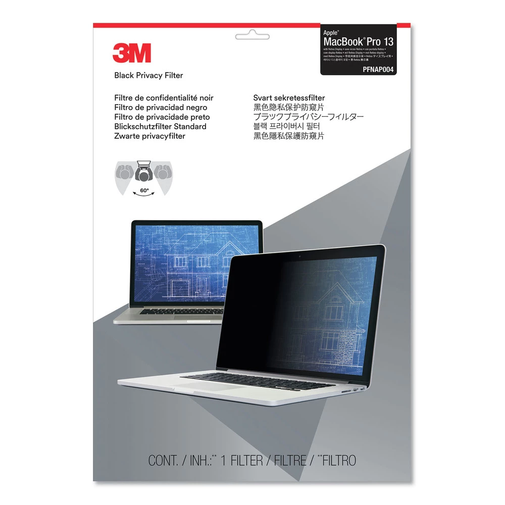 3M PFNAP004 16:10 Aspect Ratio, Frameless Blackout Privacy Filter For 13.3 In. Widescreen MacBook Pro With Retina Display