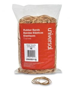Universal UNV00118 Size 18 .04 In. Gauge Rubber Bands - Beige (1600/Pack)