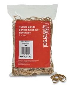 Universal UNV00130 0.04 In. Gauge, 1 Lbs. Box Rubber Bands - Size 30, Beige (1100/Pack)