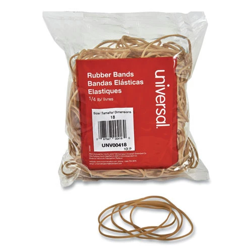 Universal UNV00418 0.04 In. Gauge, 4 Oz. Box, Rubber Bands - Size 18, Beige (400/Pack)